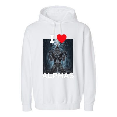 I Heart Werewolfs Funny Cringe Werewolf Wolf Meme Garment-Dyed Fleece Hoodie