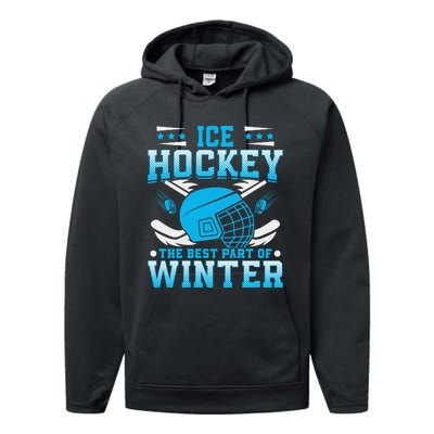 Ice Hockey Winter Sports Graphic Performance Fleece Hoodie