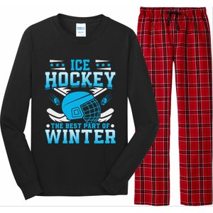 Ice Hockey Winter Sports Graphic Long Sleeve Pajama Set