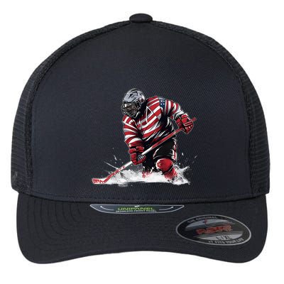 Ice Hockey Women Puck Hockey Player Flexfit Unipanel Trucker Cap