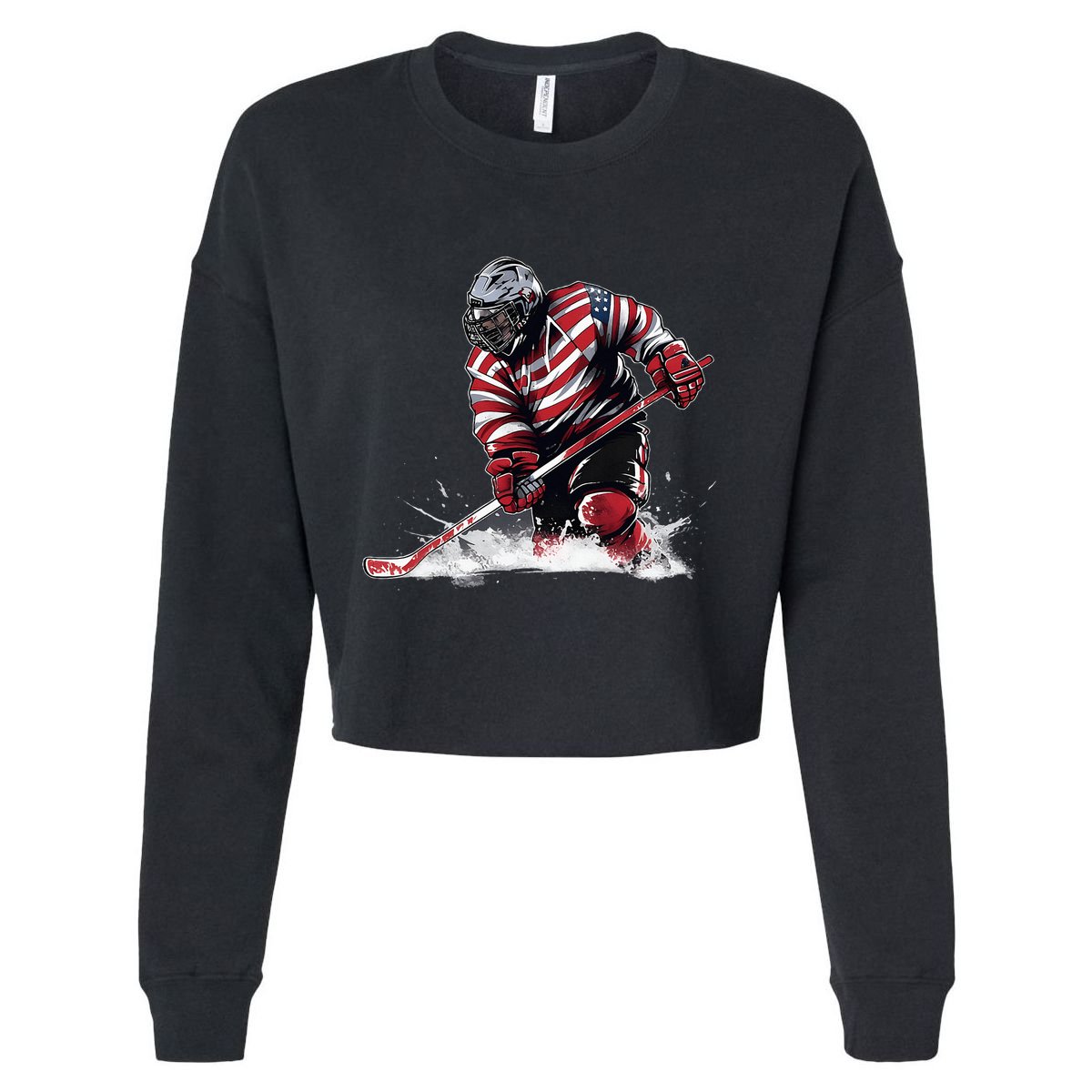 Ice Hockey Women Puck Hockey Player Cropped Pullover Crew