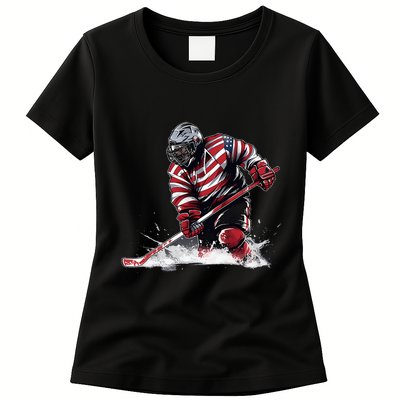 Ice Hockey Women Puck Hockey Player Womens T-Shirt