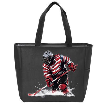 Ice Hockey Women Puck Hockey Player Zip Tote Bag