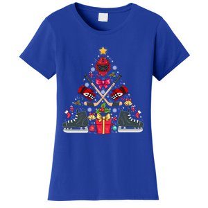 Ice Hockey Xmas Tree Decorations Santa Hockey Christmas Gift Women's T-Shirt