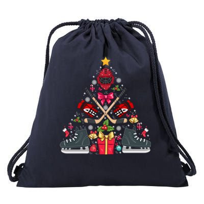 Ice Hockey Xmas Tree Decorations Santa Hockey Christmas Gift Drawstring Bag