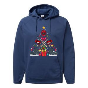 Ice Hockey Xmas Tree Decorations Santa Hockey Christmas Performance Fleece Hoodie