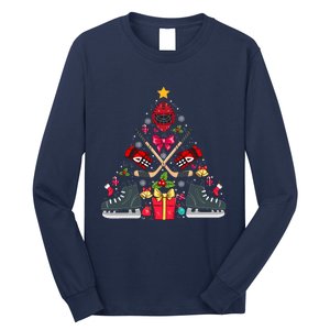 Ice Hockey Xmas Tree Decorations Santa Hockey Christmas Long Sleeve Shirt