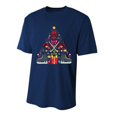 Ice Hockey Xmas Tree Decorations Santa Hockey Christmas Performance Sprint T-Shirt