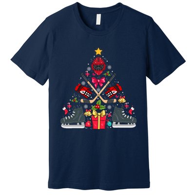 Ice Hockey Xmas Tree Decorations Santa Hockey Christmas Premium T-Shirt