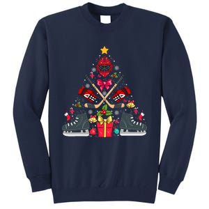 Ice Hockey Xmas Tree Decorations Santa Hockey Christmas Tall Sweatshirt