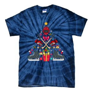 Ice Hockey Xmas Tree Decorations Santa Hockey Christmas Tie-Dye T-Shirt