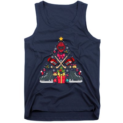 Ice Hockey Xmas Tree Decorations Santa Hockey Christmas Tank Top