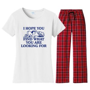 I Hope You Find What You Are Looking For Baby Blue Design Women's Flannel Pajama Set