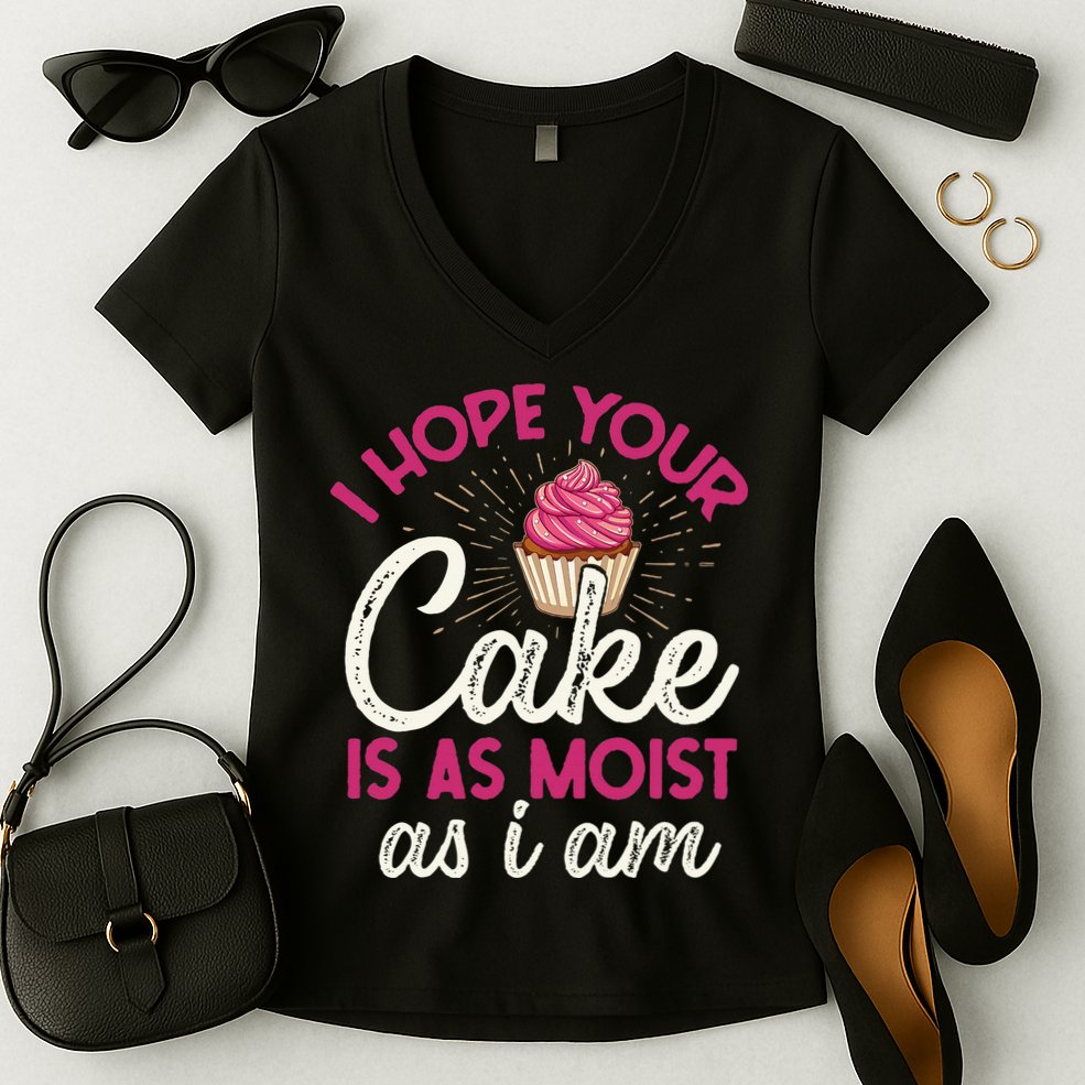 I Hope Your Cake Is As Moist As I Am Women's V-Neck T-Shirt