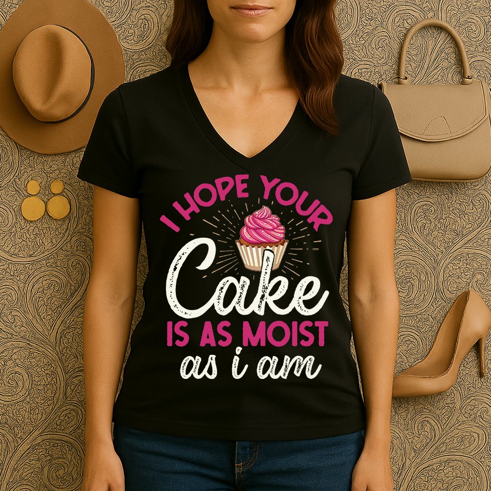 I Hope Your Cake Is As Moist As I Am Women's V-Neck T-Shirt