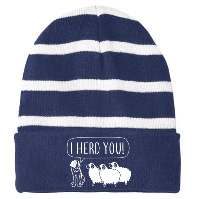 I Herd You Striped Beanie with Solid Band