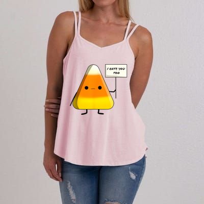 I Hate You Too Funny Halloween Candy Corn Women's Strappy Tank