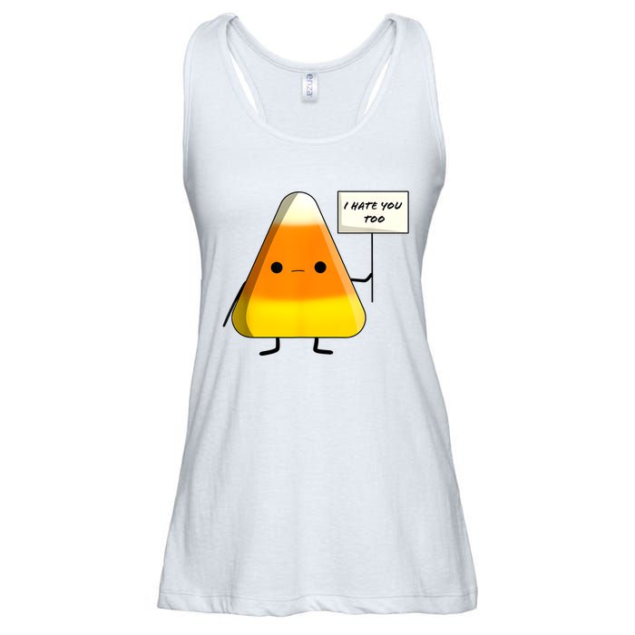 I Hate You Too Funny Halloween Candy Corn Ladies Essential Flowy Tank