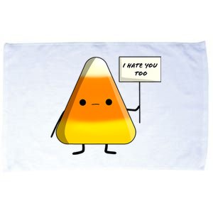 I Hate You Too Funny Halloween Candy Corn Microfiber Hand Towel