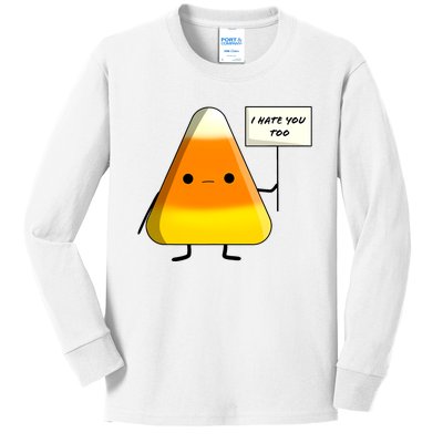 I Hate You Too Funny Halloween Candy Corn Kids Long Sleeve Shirt