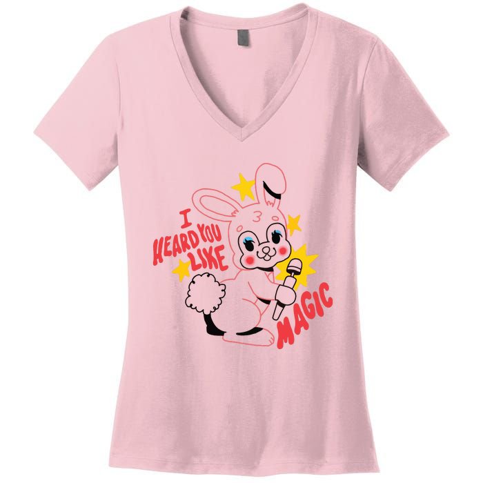 I Heard You Like Magic Pink Rabbit Women's V-Neck T-Shirt