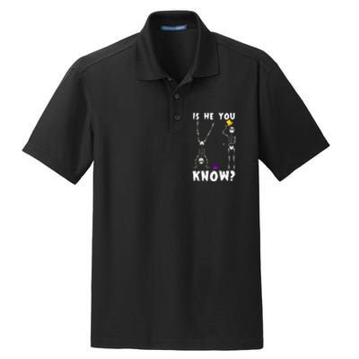 Is He You Know Skeleton Funny Dry Zone Grid Polo