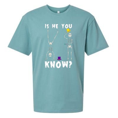 Is He You Know Skeleton Funny Sueded Cloud Jersey T-Shirt