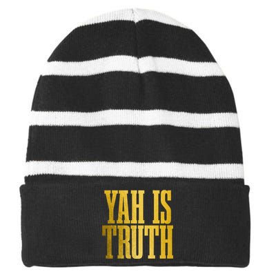 Israelite Hebrew Yah Is Truth Israel Judah Striped Beanie with Solid Band