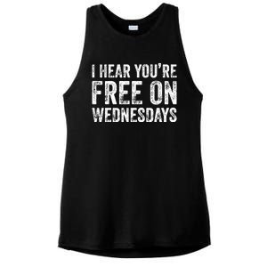 I Hear You’Re Free On Wednesdays Funny Biden Saying Ladies PosiCharge Tri-Blend Wicking Tank