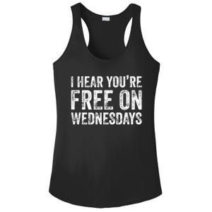 I Hear You’Re Free On Wednesdays Funny Biden Saying Ladies PosiCharge Competitor Racerback Tank