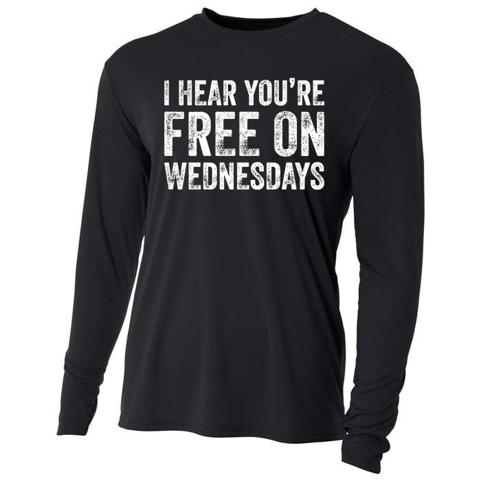 I Hear You’Re Free On Wednesdays Funny Biden Saying Cooling Performance Long Sleeve Crew