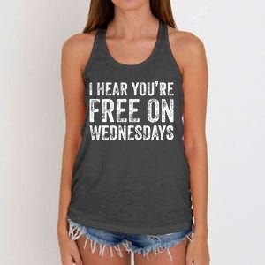 I Hear You’Re Free On Wednesdays Funny Biden Saying Women's Knotted Racerback Tank