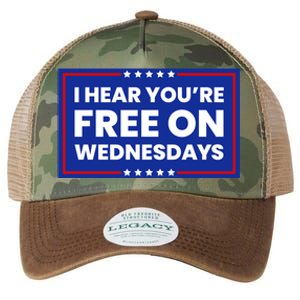 I Hear You’Re Free On Wednesdays Funny Biden Saying Legacy Tie Dye Trucker Hat