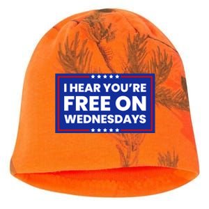 I Hear You’Re Free On Wednesdays Funny Biden Saying Kati - Camo Knit Beanie