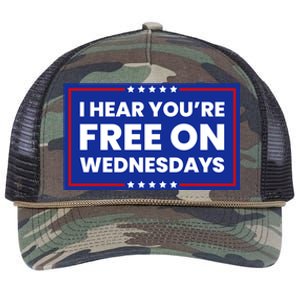 I Hear You’Re Free On Wednesdays Funny Biden Saying Retro Rope Trucker Hat Cap