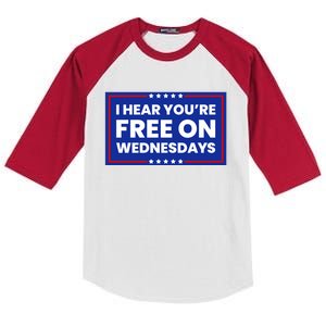 I Hear You’Re Free On Wednesdays Funny Biden Saying Kids Colorblock Raglan Jersey