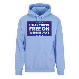 I Hear You’Re Free On Wednesdays Funny Biden Saying Unisex Surf Hoodie