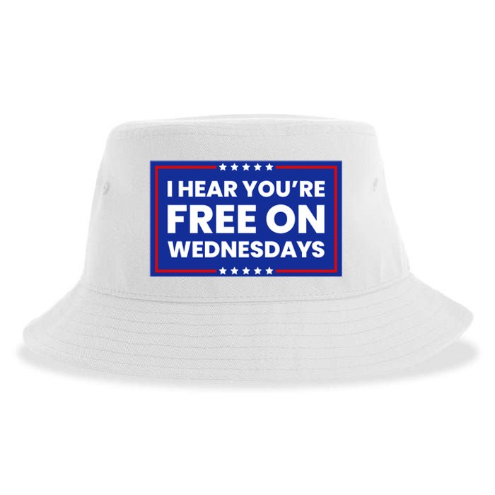 I Hear You’Re Free On Wednesdays Funny Biden Saying Sustainable Bucket Hat