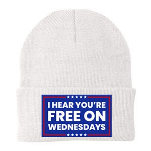 I Hear You’Re Free On Wednesdays Funny Biden Saying Knit Cap Winter Beanie