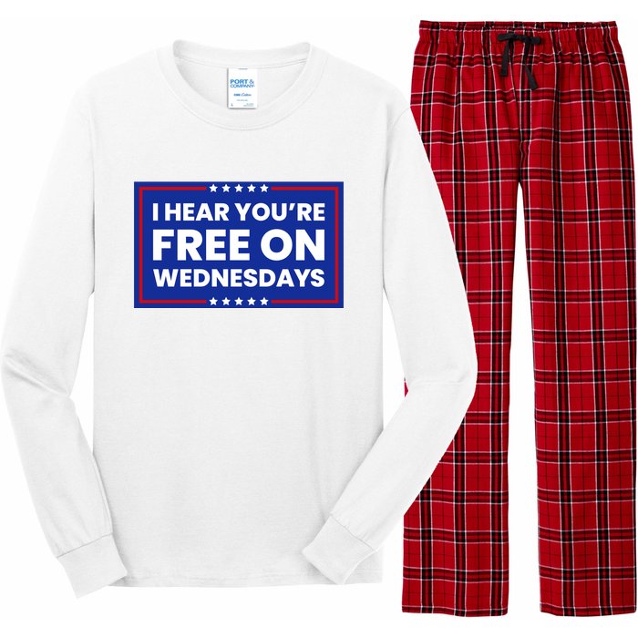 I Hear You’Re Free On Wednesdays Funny Biden Saying Long Sleeve Pajama Set