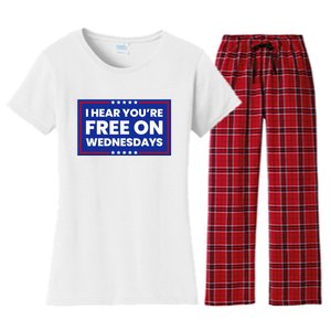 I Hear You’Re Free On Wednesdays Funny Biden Saying Women's Flannel Pajama Set