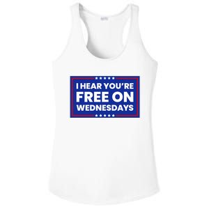 I Hear You’Re Free On Wednesdays Funny Biden Saying Ladies PosiCharge Competitor Racerback Tank