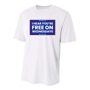 I Hear You’Re Free On Wednesdays Funny Biden Saying Youth Performance Sprint T-Shirt