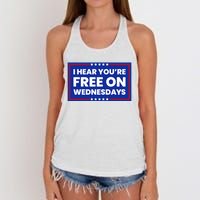 I Hear You’Re Free On Wednesdays Funny Biden Saying Women's Knotted Racerback Tank