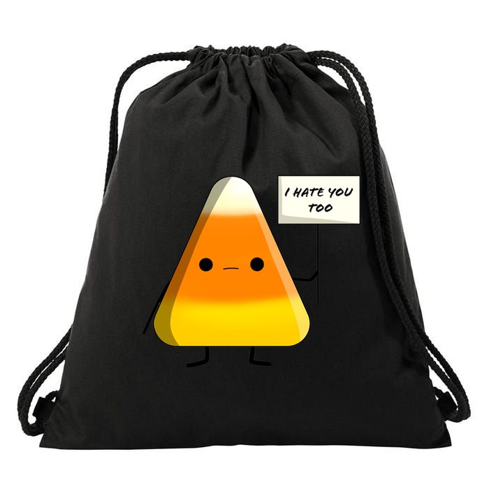 I Hate You Too Funny Halloween Candy Corn Drawstring Bag