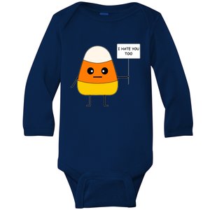 I Hate You Too Funny Halloween Candy Corn Baby Long Sleeve Bodysuit