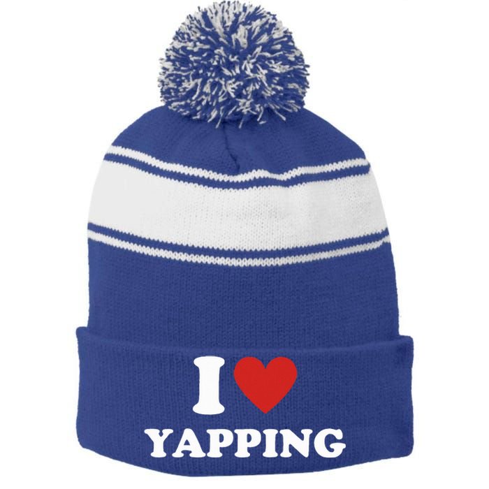 I Heart Yapping I Love Yapping  Stripe Pom Pom Beanie