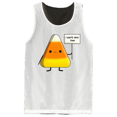 I Hate You Too Funny Halloween Candy Corn Mesh Reversible Basketball Jersey Tank