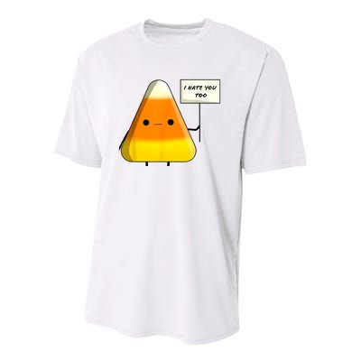 I Hate You Too Funny Halloween Candy Corn Youth Performance Sprint T-Shirt