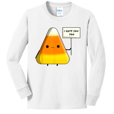 I Hate You Too Funny Halloween Candy Corn Kids Long Sleeve Shirt